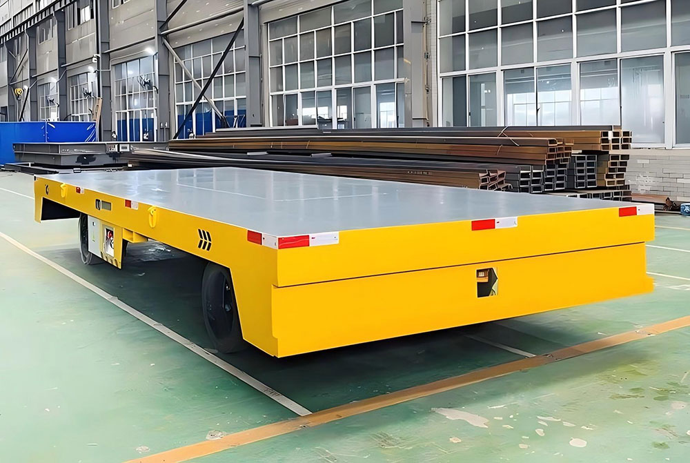 Trackless electric flat car